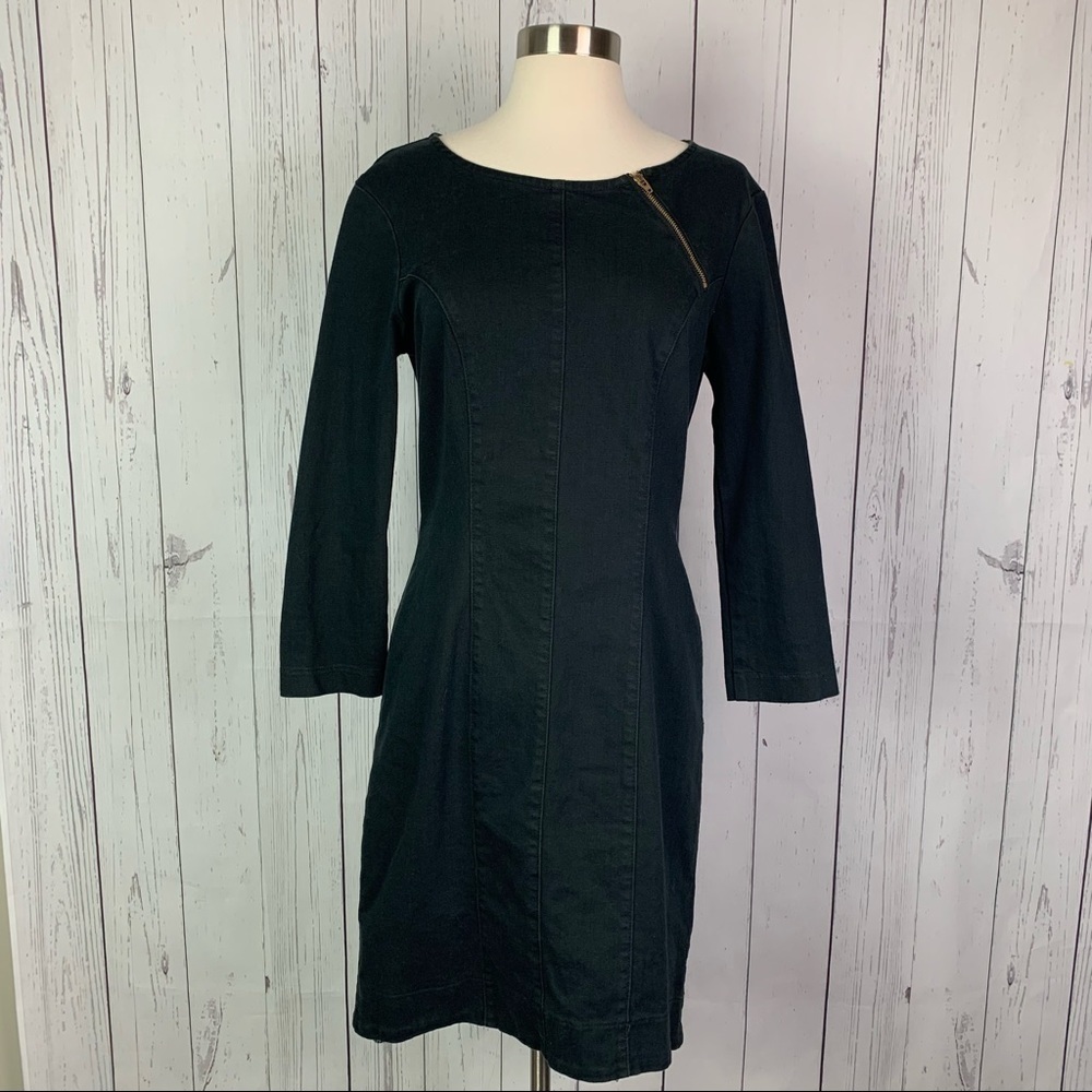 Prairie Underground black denim gold zipper dress
